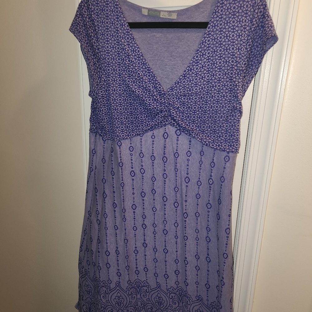 Athleta Purple Patterned Midi Dress